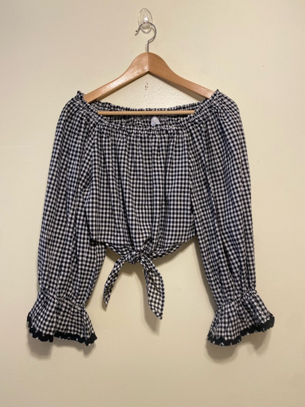 DEJA BLUE Set Black & White Gingham TOP & Tiered Maxi Skirt - Women. Size M - Picture 2 of 13